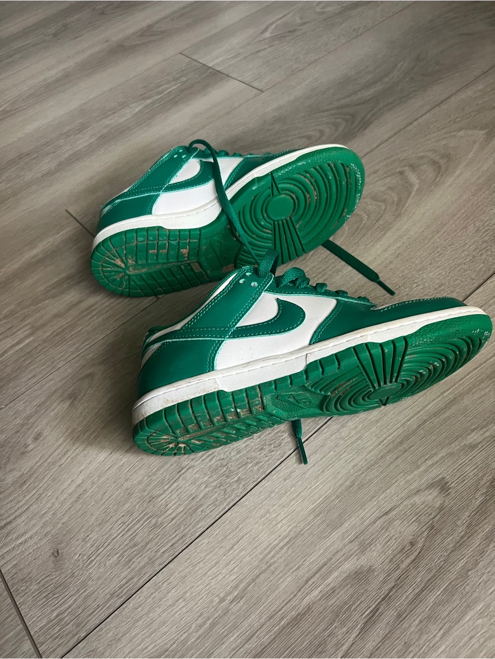 Nike Kids Green and White Low-Top Sneakers